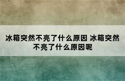 冰箱突然不亮了什么原因 冰箱突然不亮了什么原因呢